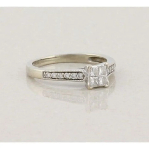 14k White Gold Diamond Ring .36 Carats Engagement Size 6 3/4 - Picture 3 of 8